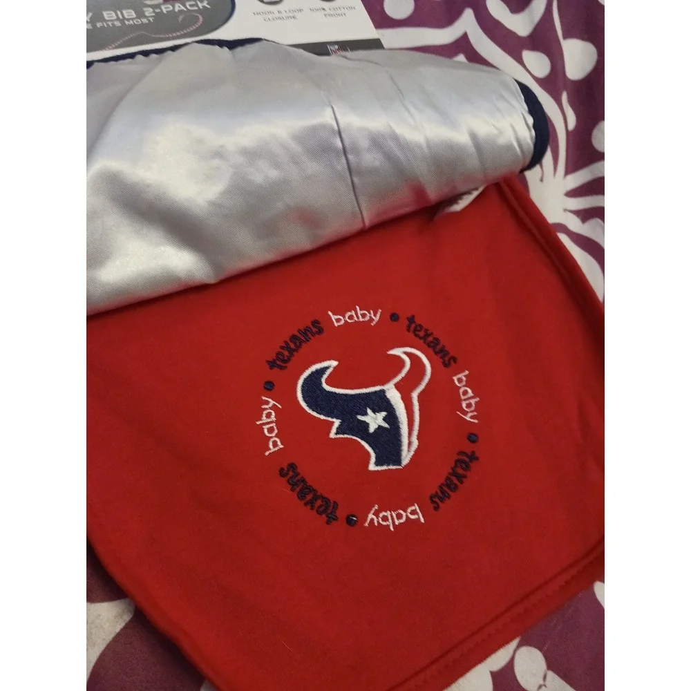 NEW Baby Fanatic NFL Baby‎ Bib 2pk, Blue & Red, Houston Texans